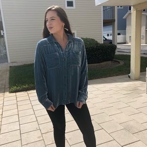 Anthropology velvet button down shirt